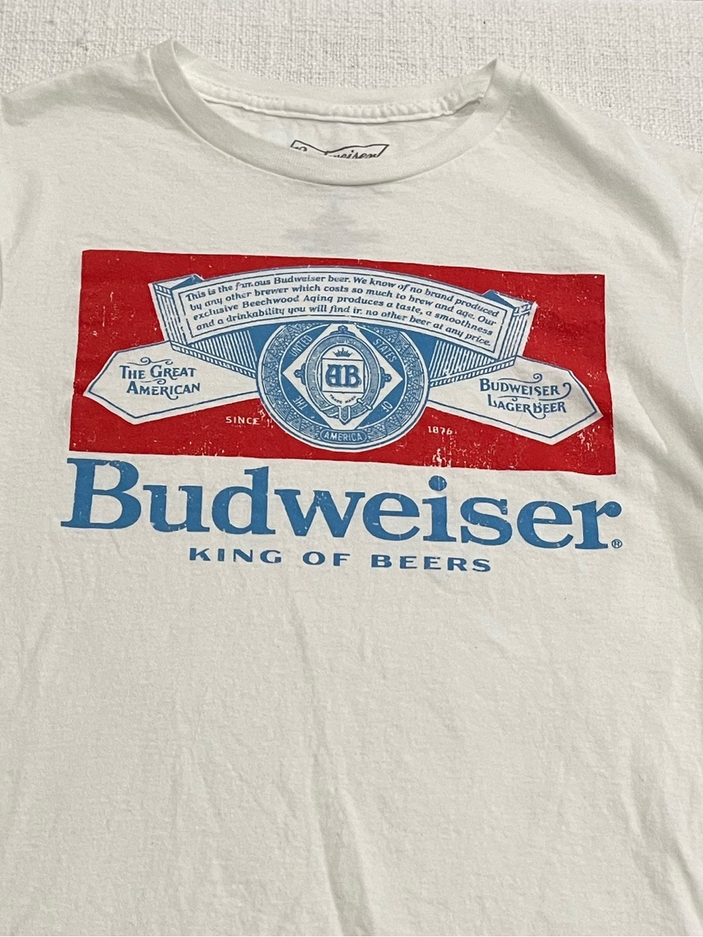 Budweiser White Graphic Tee - Red & Blue Logo